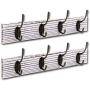 Y&ME YM Coat Hooks Wall Mounted Set of 2,White Rustic Wood Coat Rack with 8 Sturdy Bronze Hooks, White Hanging Wall Coat Hooks Rack for Entryway, Bathroom, Closet Room, 16 x 2.4 x 0.6 Inch