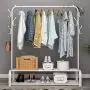 UDEAR Garment Rack Free-Standing Clothes Rack with Top Rod,Lower Storage and 8 Hooks,White UDEAR Garment Rack Free-Standing Clothes Rack with Top Rod,Lower Storage and 8 Hooks,White