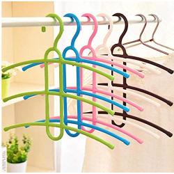 10pcs Random Color Layers Clothes Hanger Fishbone Type Clothing Towel Storage Rack Closet Wardrobe Space Saver Hanging Rack Multifunctional Useful