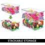 mDesign Stackable Closet Plastic Storage Bin Boxes with Lid - Container for Organizing Childs/Kids Toys, Action Figures, Crayons, Markers, Building Blocks, Puzzles, Crafts - 5" High, 4 Pack - Clear