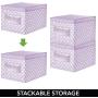 mDesign Decorative Soft Stackable Fabric Closet Storage Organizer Holder Boxes - Clear Window, Lid, for Child/Kids Room, Nursery - Large, Collapsible Foldable - Polka Dot Print - 4 Pack - Light Purple mDesign Decorative Soft Stackable Fabric Closet Storage Organizer Holder Boxes - Clear Window, Lid, for Child/Kids Room, Nursery - Large, Collapsible Foldable - Polka Dot Print - 4 Pack - Light Purple