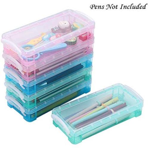 BTSKY Colorful Large Capacity Pencil Box, Office Supplies Storage Organizer Box, Brush Painting Pencils Storage Boxes Watercolor Pen Container Drawing Tools(3 Colors 6 Pack)