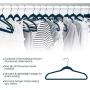 Elama Home ELH100BLUE 100 Piece Set of Velvet Slim Profile Heavy Duty Felt Hangers with Stainless Steel Swivel Hooks in Blue