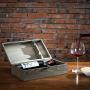MyGift 2-Bottle Vintage Grey Wine Storage Boxes with Locking Latch & Rope Handle