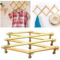 5pcs 10 Head Wooden Expanding Clothes Hanger Expandable Coat Rack Holder Shelf Hat Closet Wall Hook Home Decor