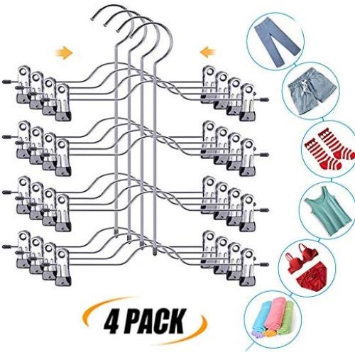 GQQG 4 Pack Pants Hangers with Clips Space Saving Multi Layer Trousers Skirt Hangers Magic Hanger Metal Heavy Duty Closet Clothes Hangers for Adults and Kids GQQG 4 Pack Pants Hangers with Clips Space Saving Multi Layer Trousers Skirt Hangers Magic Hanger Metal Heavy Duty Closet Clothes Hangers for Adults and Kids