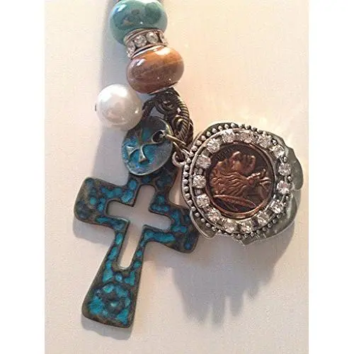 Car charm, Truck, Window, Rear View Mirror Hanger, sun catcher - Bling Indian Penny & Cross Car charm, Truck, Window, Rear View Mirror Hanger, sun catcher - Bling Indian Penny & Cross