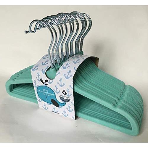 Concepts in Time 18 Pack Velvet Baby Hangers with Silver Hook (Blue)