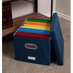 Internets Best Collapsible File Storage Organizer | Decorative Linen Filing & Storage Office Boxes | Letter/Legal | Navy | 1 Pack