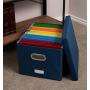 Internets Best Collapsible File Storage Organizer | Decorative Linen Filing & Storage Office Boxes | Letter/Legal | Navy | 1 Pack