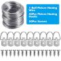 Paxcoo Picture Hanging Kit Including 50 Pcs D-Ring Picture Hangers with Screws and 100 Feet Picture Hanging Wire, Supports up to 30 lbs