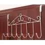 Hooks Over The Door Hook Organizer Rack Hanging, 7 Hooks, Over Door Storage Rack ? Organizer Hooks for Coats, Hats, Robes, Clothes or Towels (White)