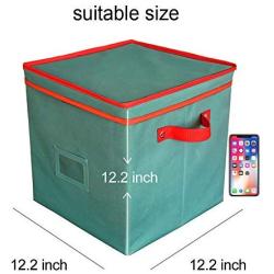 IC ICLOVER Holiday Ornaments Storage Box, Christmas Decorations Ball Containers with lid & Adjustable 64 Compartment Cube Organizer Detachable Dividers for Home Office Xmas Wedding 12x12x12 Inch,Green