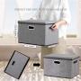 Large Foldable Storage Boxes with Lid [2-Pack] Linen Fabric Decorative Storage Bin Organizer Containers with Removable Lids Cover for Bedroom Closet Office Living Room