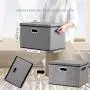 Large Foldable Storage Boxes with Lid [2-Pack] Linen Fabric Decorative Storage Bin Organizer Containers with Removable Lids Cover for Bedroom Closet Office Living Room