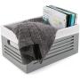 Wooden Storage Boxes - Decorative Closet, Cabinet and Shelf Basket Organizer Lined with Machine Washable Soft Linen Fabric - Gray, Medium