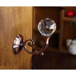 LBFEEL Clear Glass Hooks Crystal Wall Hooks Gold Silver Coat Hat Hangers Hooks Antique Bronze Copper Clothes Hooks (Copper)