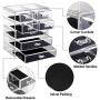 Makeup Organizer Acrylic Cosmetic with 7 Storage Drawers and Jewelry Display Boxes One-piece