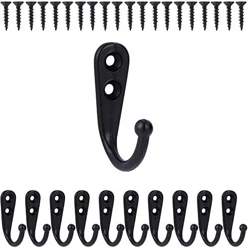 10 Pieces Small Hooks Wall Mounted,Use for Hanging Mug Cup, Coffee Cup, Bag, Robe, Towels, Keys and More, Include 20 Pieces Screws (Black) 10 Pieces Small Hooks Wall Mounted,Use for Hanging Mug Cup, Coffee Cup, Bag, Robe, Towels, Keys and More, Include 20 Pieces Screws (Black)