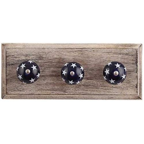 Indianshelf Handmade 1 Artistic Vintage Blue Wooden Star Clothes Hooks Hangers/Wall Hooks for Kids