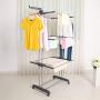 Homgrace 3-Tier Foldable Rolling Clothes Drying Rack with Commercial Grade Wheels Stainless Steel Dryer Garment Hanger Stand Indoor Outdoor (Grey)