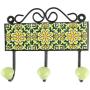 Indianshelf Handmade 1 Artistic Vintage Green Ceramic Sunflower Clothes Hooks Tile Hanger/Utlility Hooks