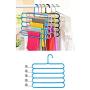 5 Layers Multi-Purpose Clothes Hanger Belt Tie Scarf Towels Hanger Storage Organizer Pants Trousers Hanger Holder Rack(Blue)