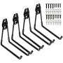 Heavy Duty Garage Storage Utility Double Hooks,Extended Wall Mount Tool Holder Organizer for Ladders,Bike,Chair (4 Pack Black 7.5" Large U Hook)