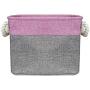 Sorbus Cube Storage Bins Basket Set [3-Pack] Large Square Cube Fabric Collapsible Organizer Bin with Cotton Rope Carry Handles for Linens, Toys, Clothes (Pink)