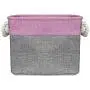 Sorbus Cube Storage Bins Basket Set [3-Pack] Large Square Cube Fabric Collapsible Organizer Bin with Cotton Rope Carry Handles for Linens, Toys, Clothes (Pink)