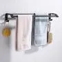 KES Double Towel Bar 23-Inch Aluminum Bathroom Towel Rail Holder with Hooks Storage Organizer Drill Free/Wall Mount with Screws Anodized Black, BTH401S60DG-BK KES Double Towel Bar 23-Inch Aluminum Bathroom Towel Rail Holder with Hooks Storage Organizer Drill Free/Wall Mount with Screws Anodized Black, BTH401S60DG-BK