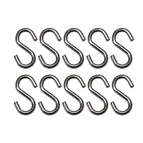 S Hook - Marine Grade 316 Stainless Steel 1.56'' Long, 5/32'' Thick Metal Hook for Hanging and Utility Use (10)