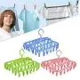 5PC Random Color 32 Clips Folding Clothes Hanger Dryer Windproof Socks Underwear Drying Decoration Multi-Function Drying Storage Hangers Holder