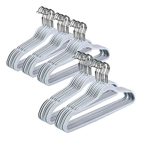 Quality Plastic Non Velvet Non-Flocked Thin Compact Hangers Swivel Hook Gray (50) Quality Plastic Non Velvet Non-Flocked Thin Compact Hangers Swivel Hook Gray (50)