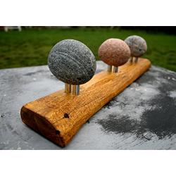 Hook hanger Coat Rack with natural Beach STONES. Stone towel hook. Rock coat hook. Wall hooks - coat rack with Smooth Beach Stones