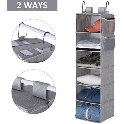 StorageWorks Hanging Closet Organizer, 6-Shelf Dorm Room Closet Organizers and Storage, Gray, 42”H x 12”W x 12”D