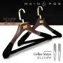 Coat, Clothing, and Closet Hangers, Set of 2, Wooden and Velvet with Swivel Hook - Jacket and Suit Hanger Sets with Non-Slip Pant Bar For Men and Women - Stylish, Gift Set