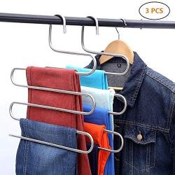 Hanger Towel Towel Rack Pants Hangers, Multilayer S-shaped Clothes Pants Hangers S-type Stainless Steel Trousers Towel Rack Bathroom Kitchen Organizer Pants Organizer For Clothes Towel Scarf Trousers