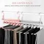 Dumcuw Pants Hangers, Rotate Anti-Skid Closet Hangers Trouser Hangers with Securing Clip, Magic Clothes Hanger Organizer Trouser Rack, Multi-Functional Folding Hanger for Suit Pants Scarf Coat Skirt