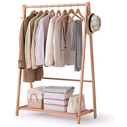 COAT RACK NAN Liang Simple Modern Solid Wood Simple Hanger Landing Bedroom Hanger Clothes Rack Brown, White, Natural Wood Multi-Functional Clothing Rack (Color : Natural Wood, Size : XL)