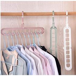 10pcs Random Color Clothes Hanger Nine-Hole Multi-Function Magic Hanger Multi-Port Support Home Bedroom Storage Holder Plastic Clothes Hangers