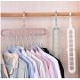 10pcs Random Color Clothes Hanger Nine-Hole Multi-Function Magic Hanger Multi-Port Support Home Bedroom Storage Holder Plastic Clothes Hangers