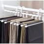 5pcs Random Color Portable Clothes Hangers Pants Rack Scarf Tie Stainless Steel Space Saver Trousers Storage Drying Hanger