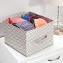 mDesign Soft Fabric Closet Storage Organizer Holder Cube Bin Box, Open Top, Front Handle for Closet, Bedroom, Bathroom, Entryway, Office - Chevron Print, 10 Pack - Taupe/Natural