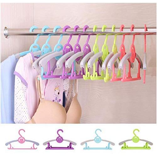 10pcs Random Color Adjustable Hangers Clothes Hanger Plastic Portable Magic Travel Hanger Clothes Hanging Convenient Travel for Household