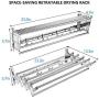 Mertonzo  Folding Clothes Drying Rack Wall Mount, 304 Stainless Steel Retractable Laundry Drying Rack/ Bathroom Towel Rack with Hooks, Rustproof Space-Saving Clothing Hanger for Indoor Outdoor