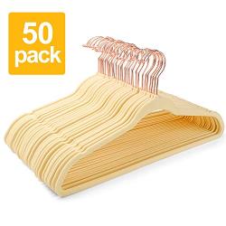 Pretigo Velvet Hangers Non-Slip Velvet Hanger 50 Pack-Clothes Hangers Velvet Space Saving Clothes Hangers Non Slip Hangers for Coats, Suit,Beige