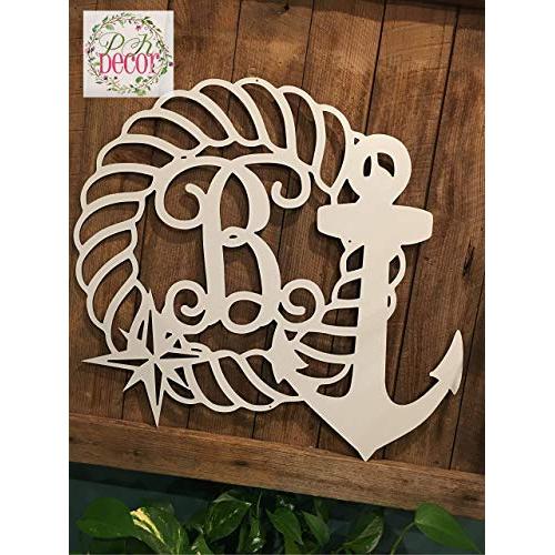 Personalized Nautical Last Name Door Hanger 24 inch ACM Metal Lake House Door Hanger Metal Beach Decoration Beach Door Wreath Beach Sign Nautical Sign Lake House Decor Beach House QUICK SHIPPING