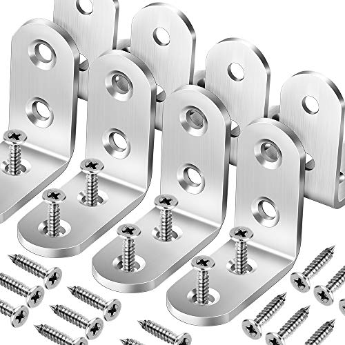 8 PCS Heave Duty Corner Brace, FANDAMEI 40x40mm Stainless Steel Joint Right Angle Brackets with Screws, 90 Degree Wall Brackets Hanger for Shelves, Tables,Dressers&Chairs Silver