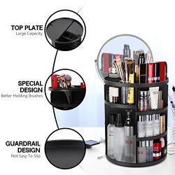 Syntus 360 Rotating Makeup Organizer, DIY Adjustable Bathroom Makeup Carousel Spinning Holder Rack, Large Capacity Cosmetics Storage Boxes Vanity Shelf Countertop, Fits Makeup Brushes, Lipsticks, Black